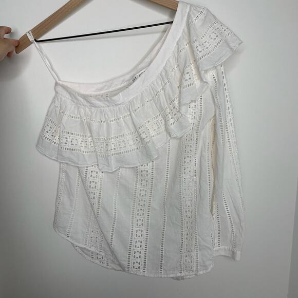 Veronica Beard Cruz Eyelet One Shoulder Top Womens Size 6 - Picture 5 of 16